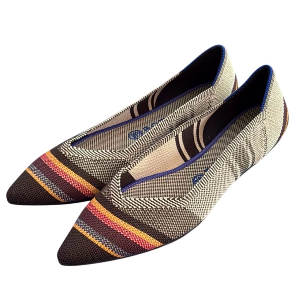 New Rothy's Inverse Stripe Pointed Toe Ballet Flat Women's Shoes 9.5 EU 40.5